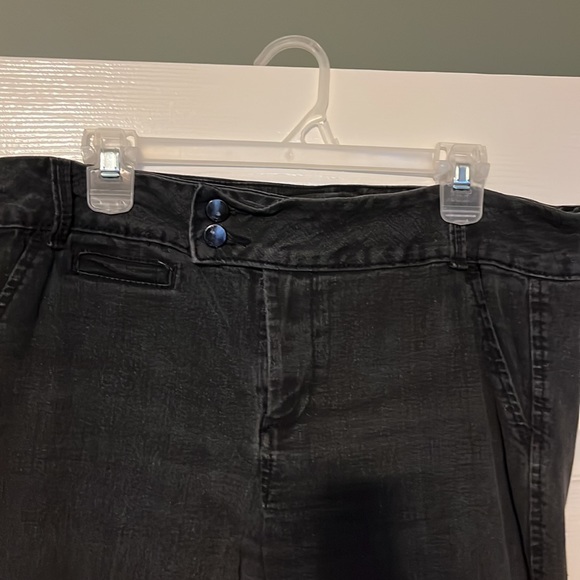 Black denim flare leg jeans. - Picture 3 of 8